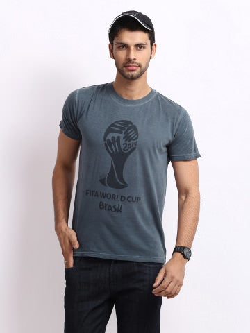 FIFA Men Grey Printed T-shirt