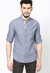 Flying Machine Flying Machine Blue Solids Casual Shirt