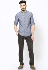 Flying Machine Flying Machine Blue Solids Casual Shirt