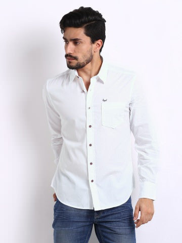 Flying Machine Men White Casual Shirt