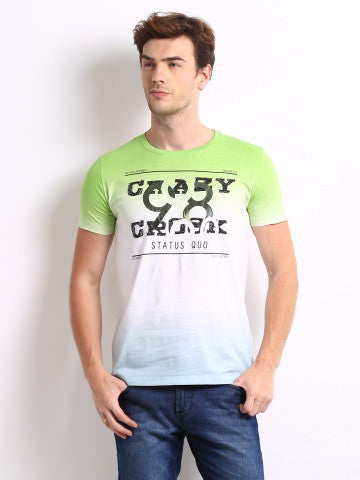 Status Quo Men White & Green Printed T-shirt