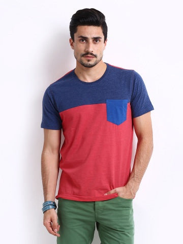 United Colors of Benetton Men Red & Navy T-shirt